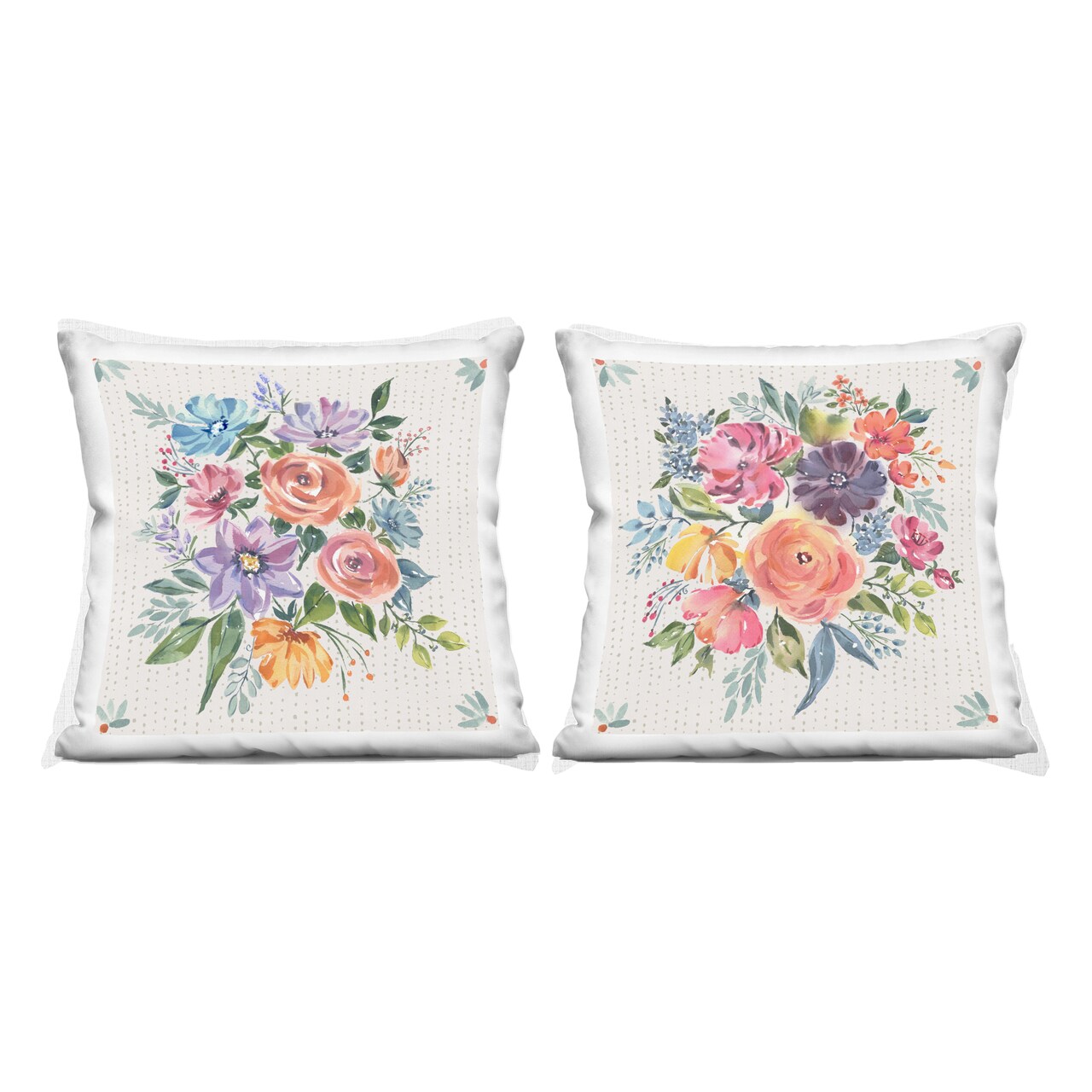 Stupell Industries Vintage Floral Motif 2 Piece Decorative Printed Throw Pillow Set, design by Jenny Faw, 18 x 7 x 18